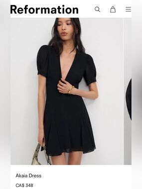 Reformation Akaia Dress in Black Size 0 New with Tag
